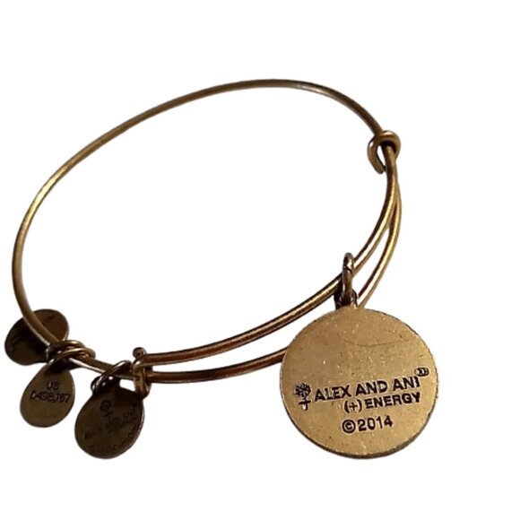 Alex and Ani Initial 'W' Charm Bangle Bracelet Rafaelian Gold Finish Expandable - Picture 6 of 11